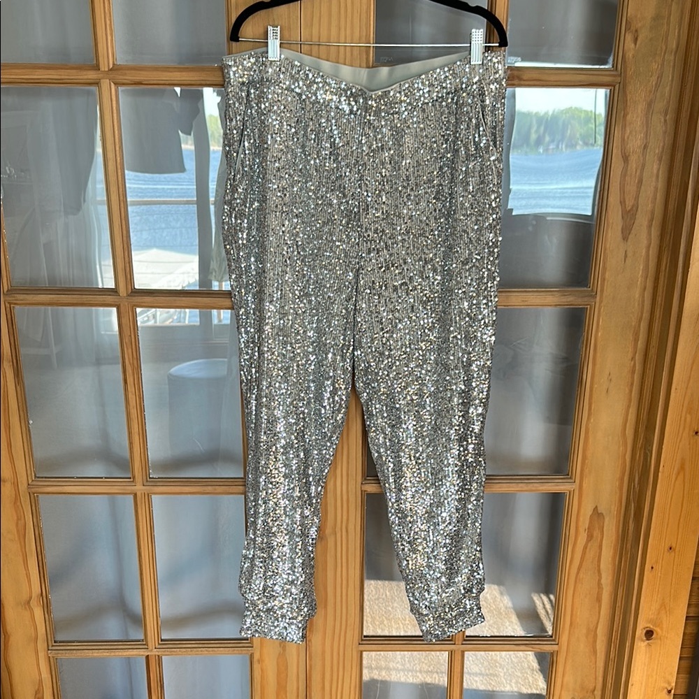 Silver Sequin Joggers
